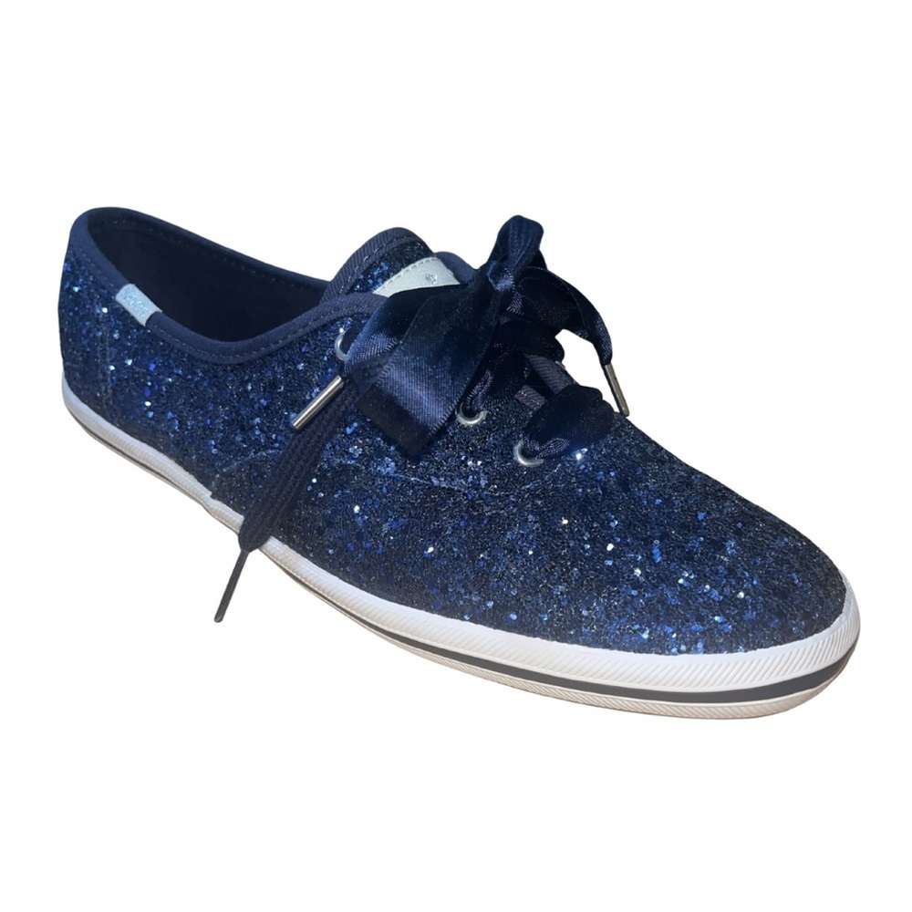 Keds x Kate Spade Champion Navy Glitter Lace-Up Sneakers, Size 8.5
